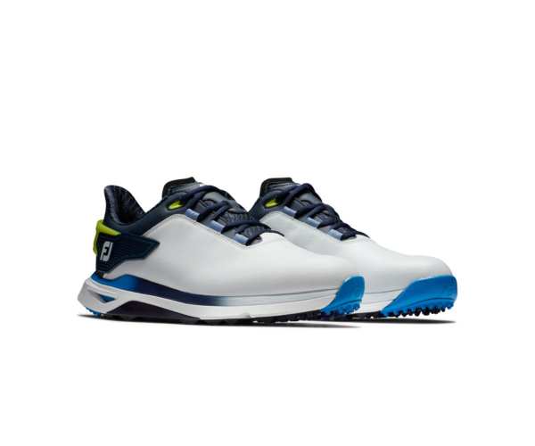 Chaussures Footjoy Pro SLX White Navy Blue Présentation Paire