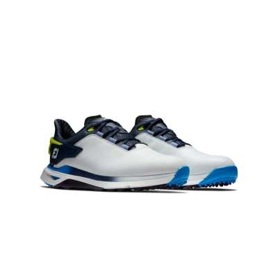 Chaussures Footjoy Pro SLX White Navy Blue Présentation Paire