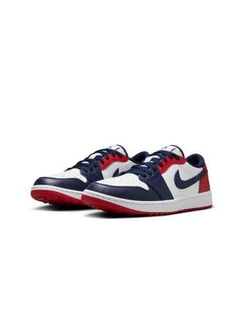Chaussures Nike Air Jordan 1 Low G White Navy Red Présentation Paire Profil