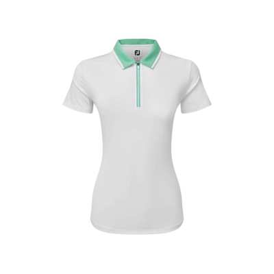 Polo Femme Footjoy Col Blok SS24 White Mint