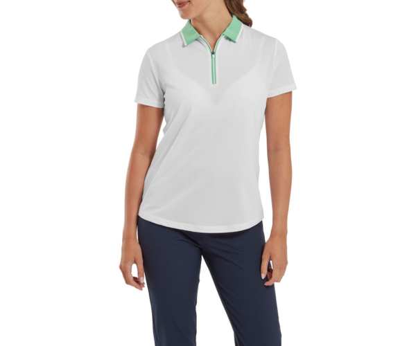 Polo Femme Footjoy Col Blok SS24 White Mint