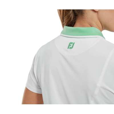 Polo Femme Footjoy Col Blok SS24 White Mint