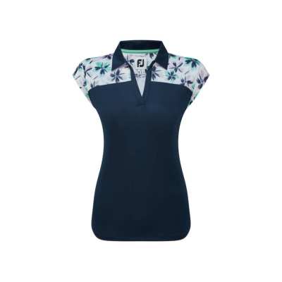Polo Femme Footjoy Blocked Floral Cap Sleeve SS24 Navy