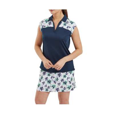 Polo Femme Footjoy Blocked Floral Cap Sleeve SS24 Navy