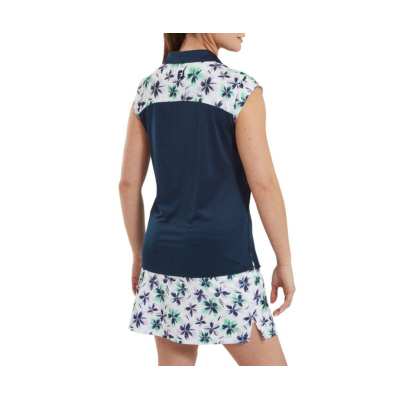 Polo Femme Footjoy Blocked Floral Cap Sleeve SS24 Navy