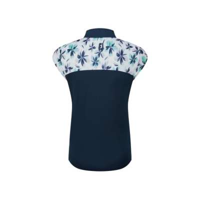 Polo Femme Footjoy Blocked Floral Cap Sleeve SS24 Navy