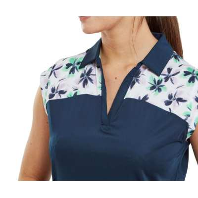 Polo Femme Footjoy Blocked Floral Cap Sleeve SS24 Navy