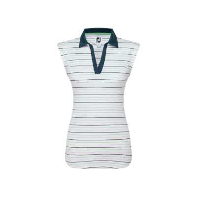 Polo Sans Manche Femme Footjoy Striped SS24 White Lavender Navy