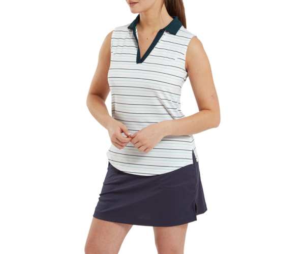 Polo Sans Manche Femme Footjoy Striped SS24 White Lavender Navy