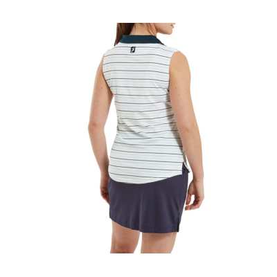 Polo Sans Manche Femme Footjoy Striped SS24 White Lavender Navy