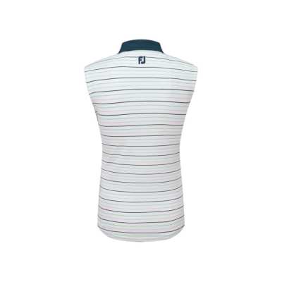 Polo Sans Manche Femme Footjoy Striped SS24 White Lavender Navy