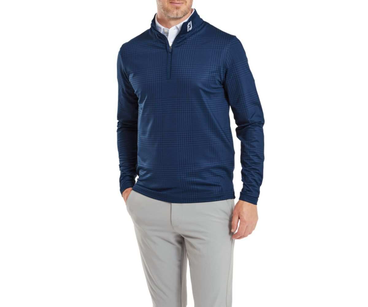 Pull Footjoy Glen Plaid Print Midlayer SS24 Navy