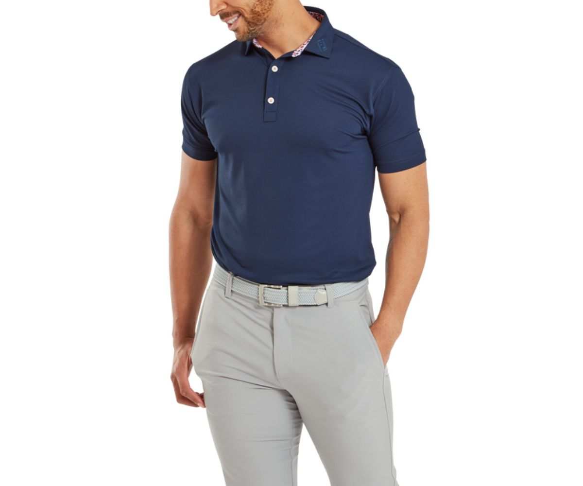 Polo Footjoy Solid With Primrose Trim Self Collar SS24 Navy