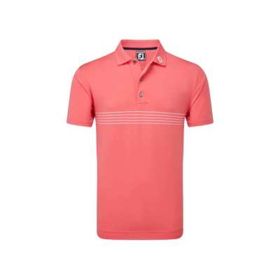 Polo Footjoy Engineered Pinstripe SS24 Coral Red White