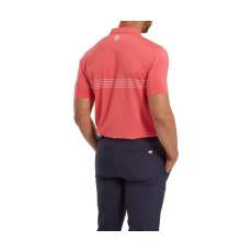 Polo Footjoy Engineered Pinstripe SS24 Coral Red White