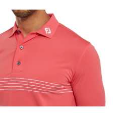 Polo Footjoy Engineered Pinstripe SS24 Coral Red White