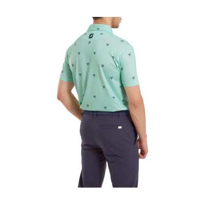 Polo Footjoy Thistle Print Lisle SS24 Sea Glass