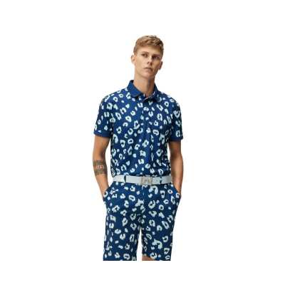 Polo J.Lindeberg Tour Tech Reg Fit Print SS24 Savanna Estate Blue