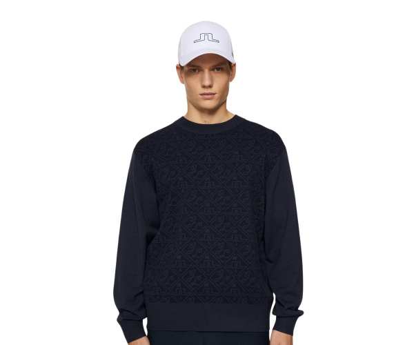 Pull J.Lindeberg Finn Jacquard Knitted Sweater FW24 Navy