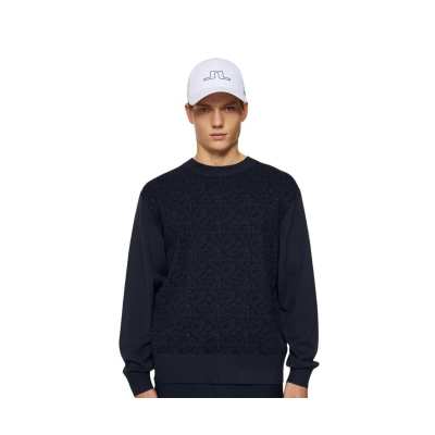 Pull J.Lindeberg Finn Jacquard Knitted Sweater FW24 Navy