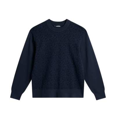 Pull J.Lindeberg Finn Jacquard Knitted Sweater FW24 Navy