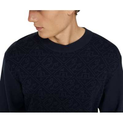 Pull J.Lindeberg Finn Jacquard Knitted Sweater FW24 Navy