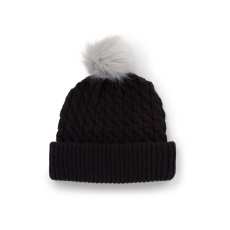 Bonnet Femme Titleist Cable Knit Pom Pom FW24 Black Grey