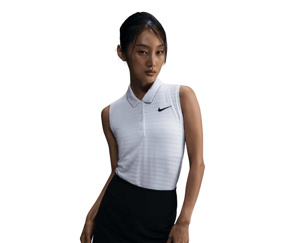 Polo Sans Manches à Rayures Femme Nike Dri-Fit Victory SU25 White