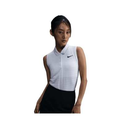 Polo Sans Manches à Rayures Femme Nike Dri-Fit Victory SU25 White
