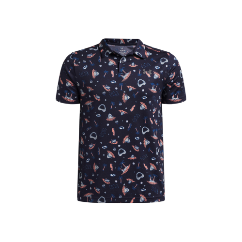 Polo Junior Under Armour Matchplay Printed Polo SS26 Navy Posh Pink