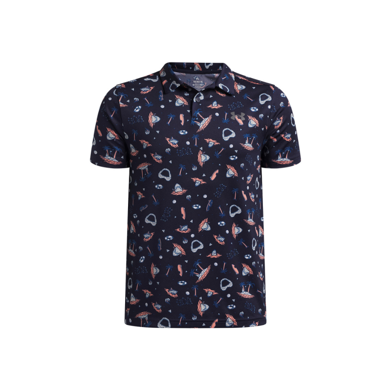 Polo Junior Under Armour Matchplay Printed Polo SS26 Navy Posh Pink