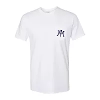 Miura Logo Pocket Tee White Navy — T-shirt golf casual coton polyester logo M-Tee poche