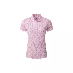 Polo Femme Footjoy Floral Print Lisle White Pink
