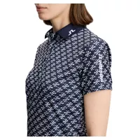 Polo Femme J.Lindeberg Tour Tech Print Polo FW26 Cardi Jacquard Navy