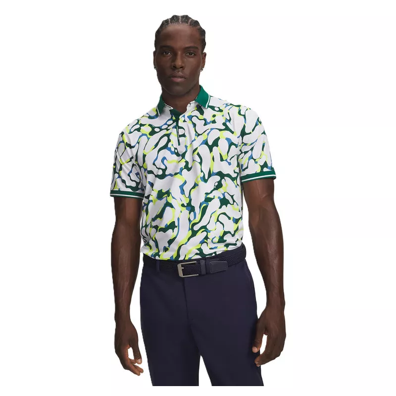 Polo Under Armour UA ArmourDry Print Rib Polo FW26 White Campus Ivy