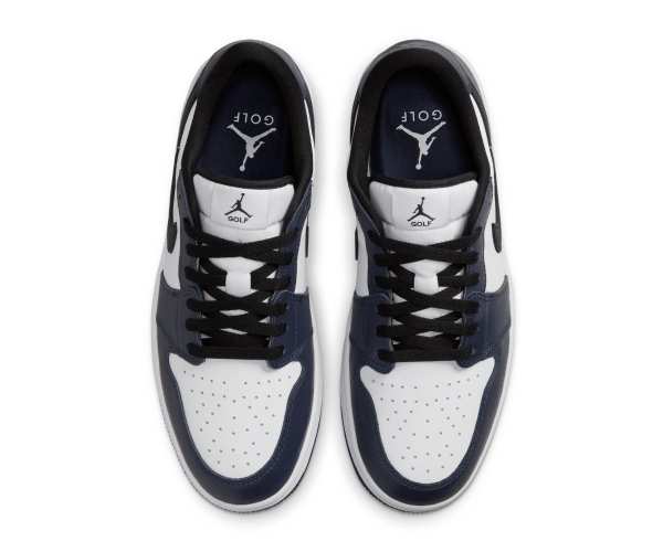Chaussures Nike Air Jordan 1 Low Navy White Vu Dessus