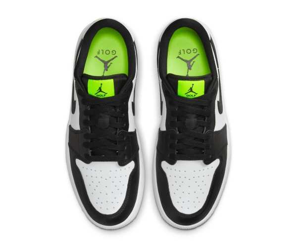 Chaussures Nike Air Jordan 1 Low White Black Yellow Présentation Dessus