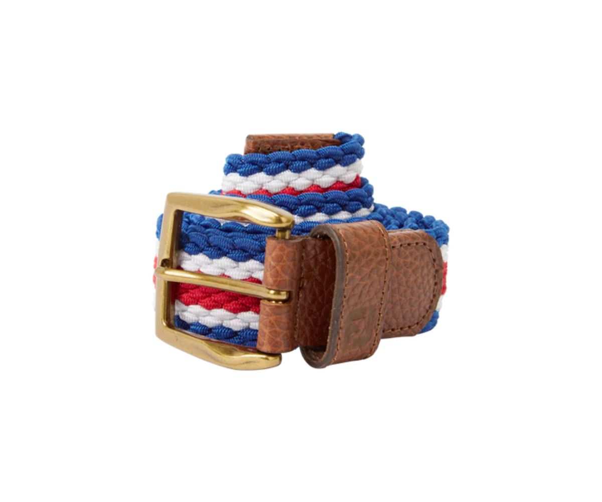 Ceinture Footjoy Striped Belt White Navy Red Présentation